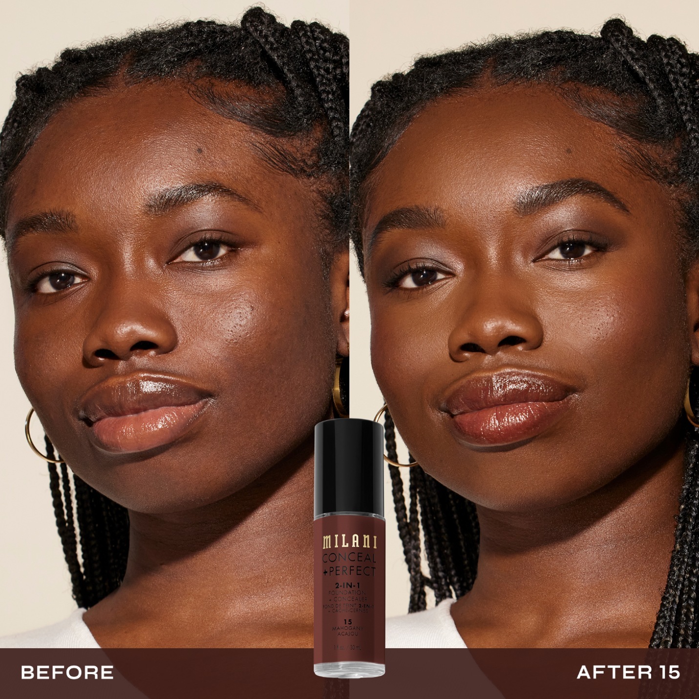 Milani Foundation 2-in-1 korektors + - 30 ml