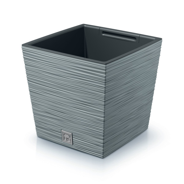 Donica ogrodowa kwadratowa Furu Square Low 24 cm szary PROSPERPLAST