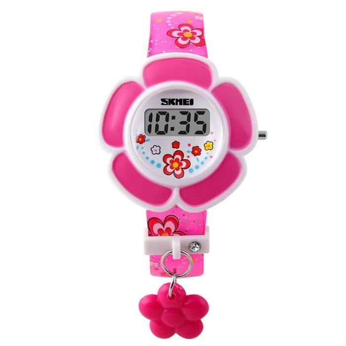 Reloj digital LED SHARPHY para niñas con bonitas flores de moda, correa de silicona rosa, regalo ideal para estudiantes.