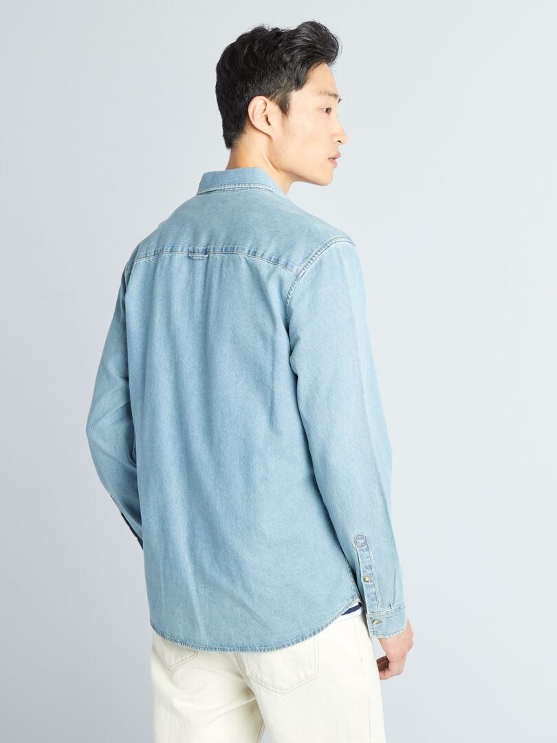 Camisa jeans de corte regular - AZUL