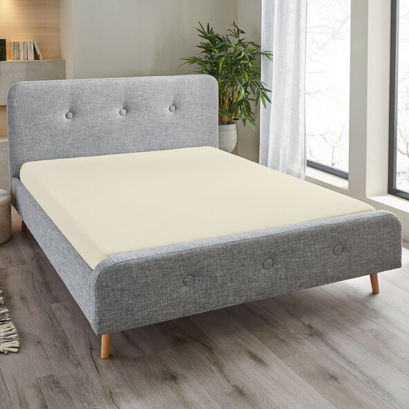 Cearșaf cu elastic din jerseu, 180-200 x 200 cm, crem