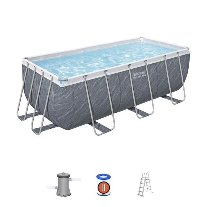 Kit Piscine hors sol tubulaire BESTWAY - Steel Pro Max - 412 x 201 x 122 cm - Rectangulaire (Filtre à cartouche, échelle, 1 cartouch