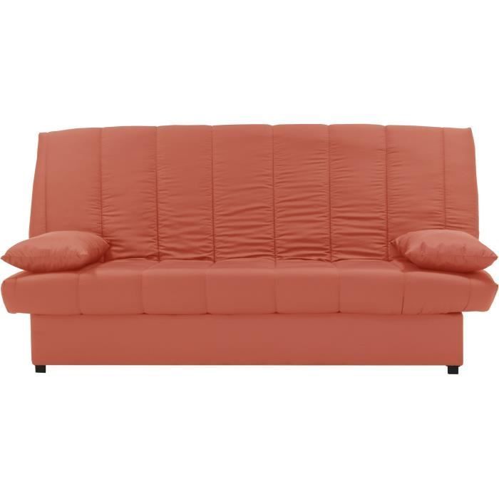 3-seater click-clack sofa bed - 100% cotton fabric, Terracotta - Contemporary style - W 190 x D 92 cm - MILA