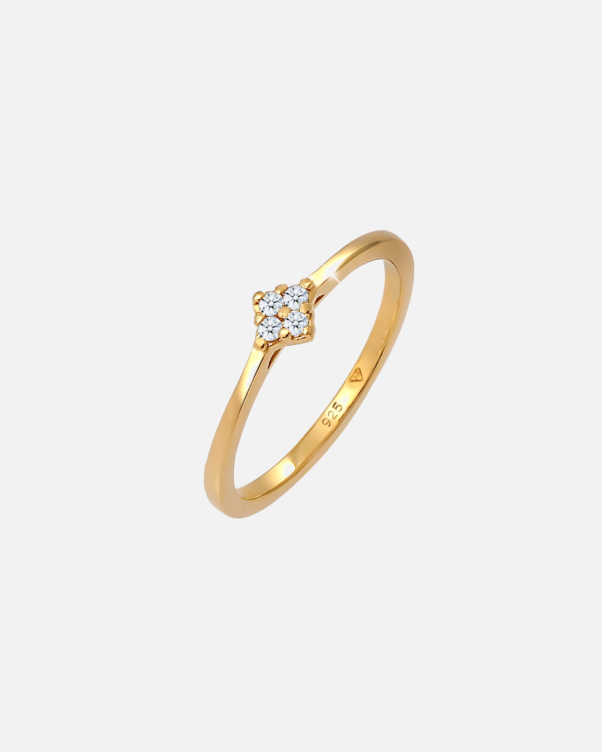 Elli DIAMONDS Classique des fiançailles féminines avec diamant (0,08 ct.) en 925/1000 argent massif, plaqué or
