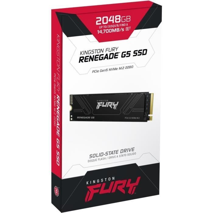 KINGSTON - FURY Renegade G5 - Internal SSD - 2TB - M.2 2280 - PCI Express 5.0 x4 (NVMe) - Read speeds up to 10,000 MB/s