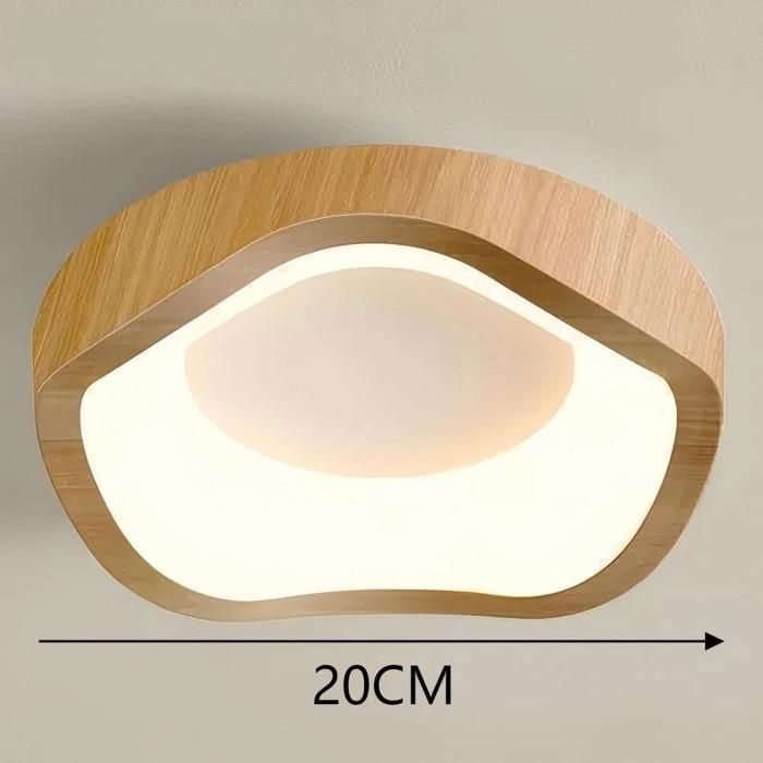 Lámpara de techo LED de estilo moderno WOTTES - 12W Blanco cálido IP54 Impermeable Lámpara de techo de madera para baño - 1 unidad Lisa Ø20CM