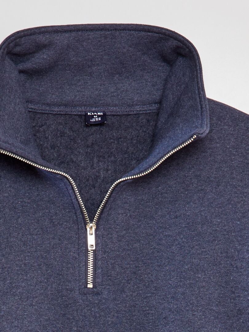 Fleece sweatshirt met rits - BLAUW