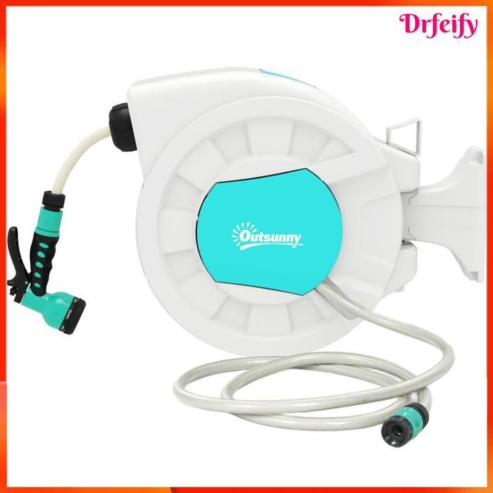 AKOZON 10532 25m Garden Hose Reel - 180° Swivel - Automatic Rewind