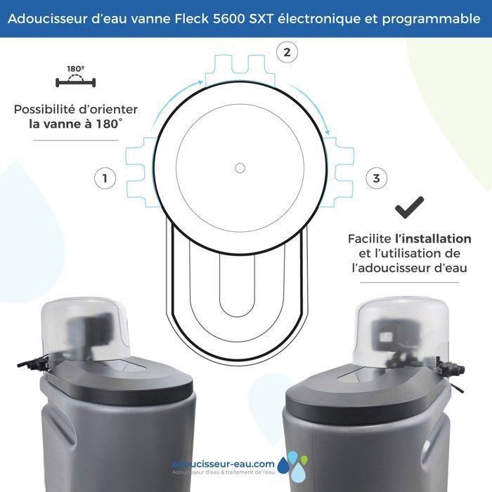 Descalcificador de agua Fleck 5600 SXT de 25 litros, completo con accesorios.
