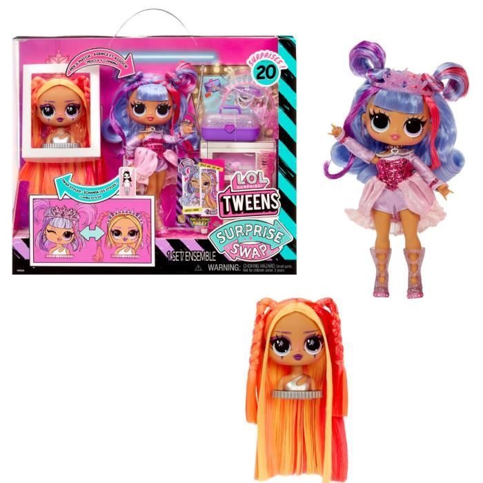 Muñeca LOL Surprise Tweens Surprise Swap Fashion Doll - Buns-2- Braids Bailey - 1 muñeca Tweens de 17 cm, 1 mini cabeza para peinar y accesorios.