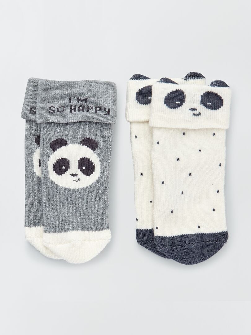 Conjunto de 2 pares de meias - Branco/Cinza