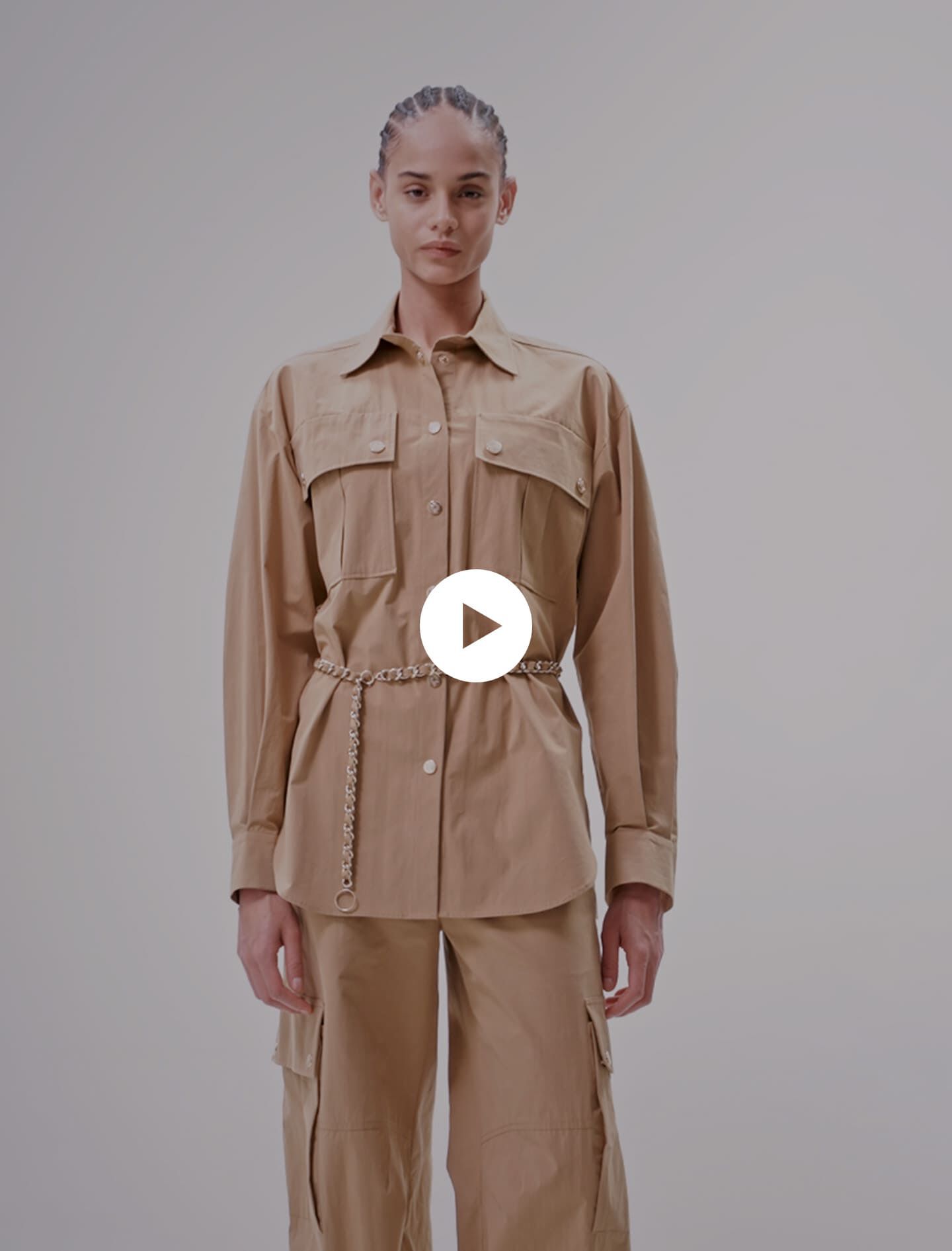 Lange blouse met riem - Beige