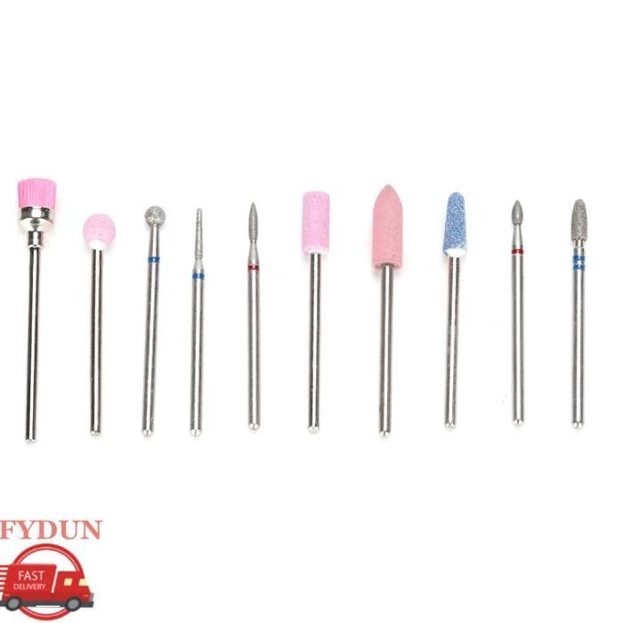 FYDUN Nagelfräser-Set, 10 Stück/Set, Nagelfräser-Feilen-Schleifkopf-Set, Maniküre-Pediküre, NIY Beauty Fingers Pink