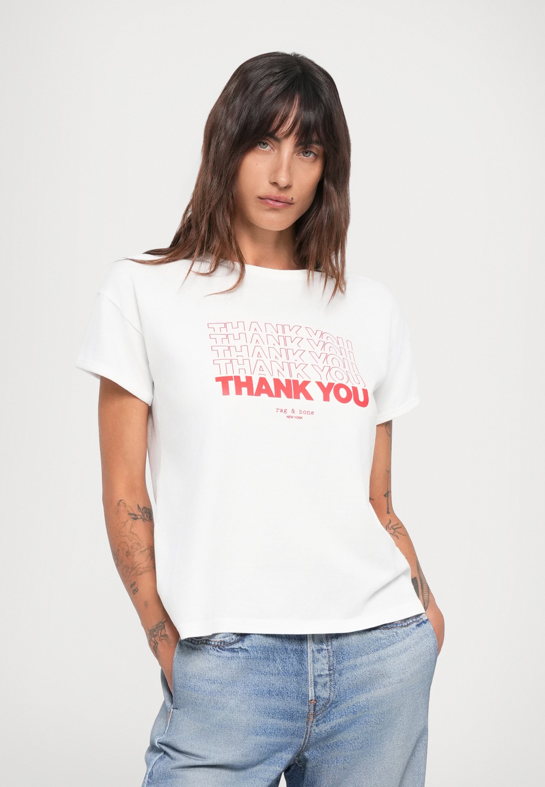 rag & bone DANKE BOXY T-SHIRT - Bedrucktes T-Shirt - weiß