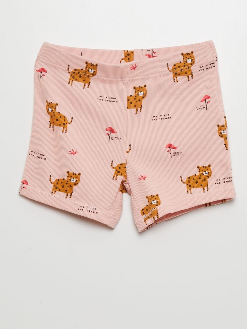 Pyjamaset bestaande uit T-shirt en short - 2-delig - ROZE