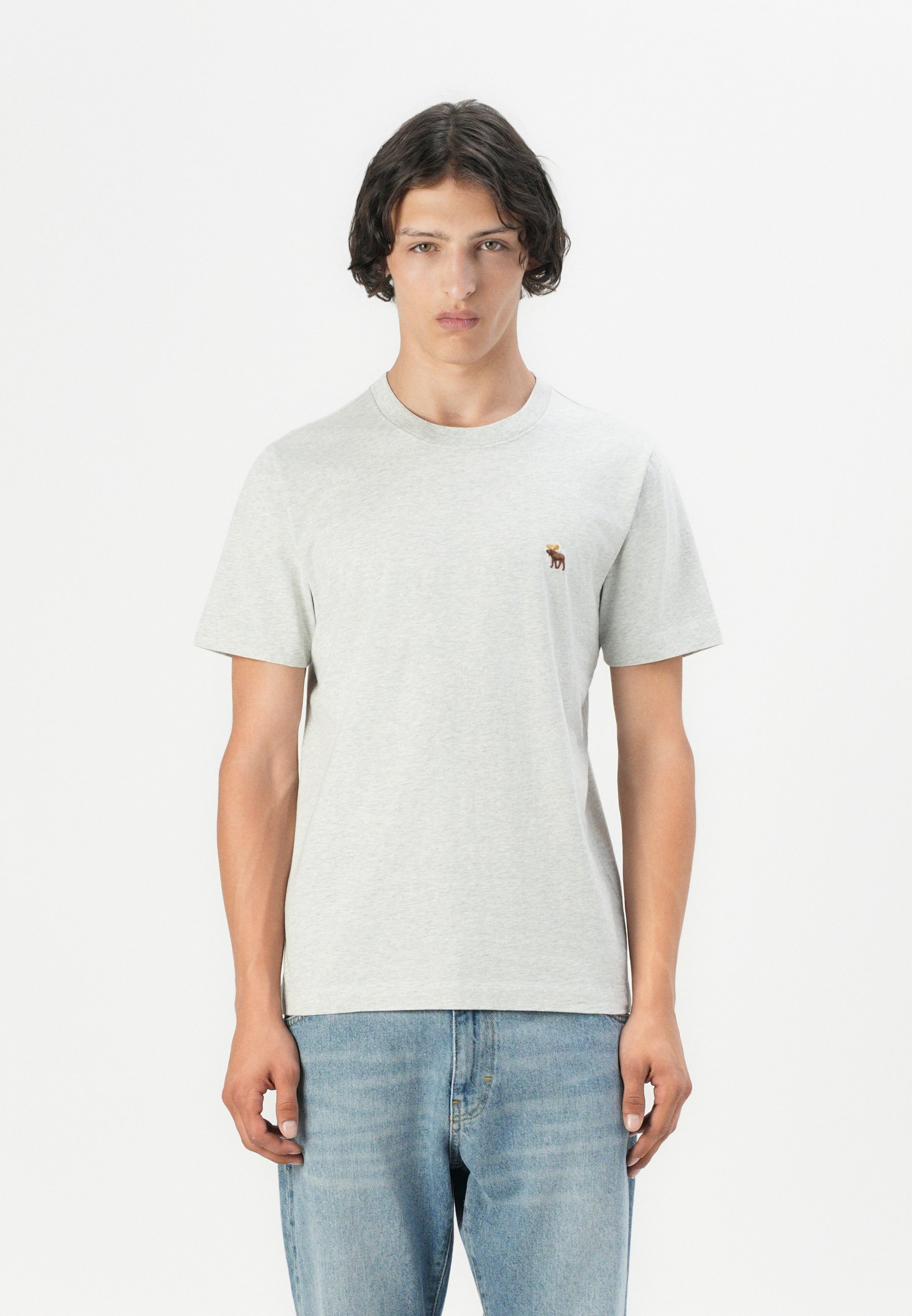 Conjunto de 5 camisetas básicas Abercrombie & Fitch ICON CREW - preto/branco-sujo/areia/marrom/branco