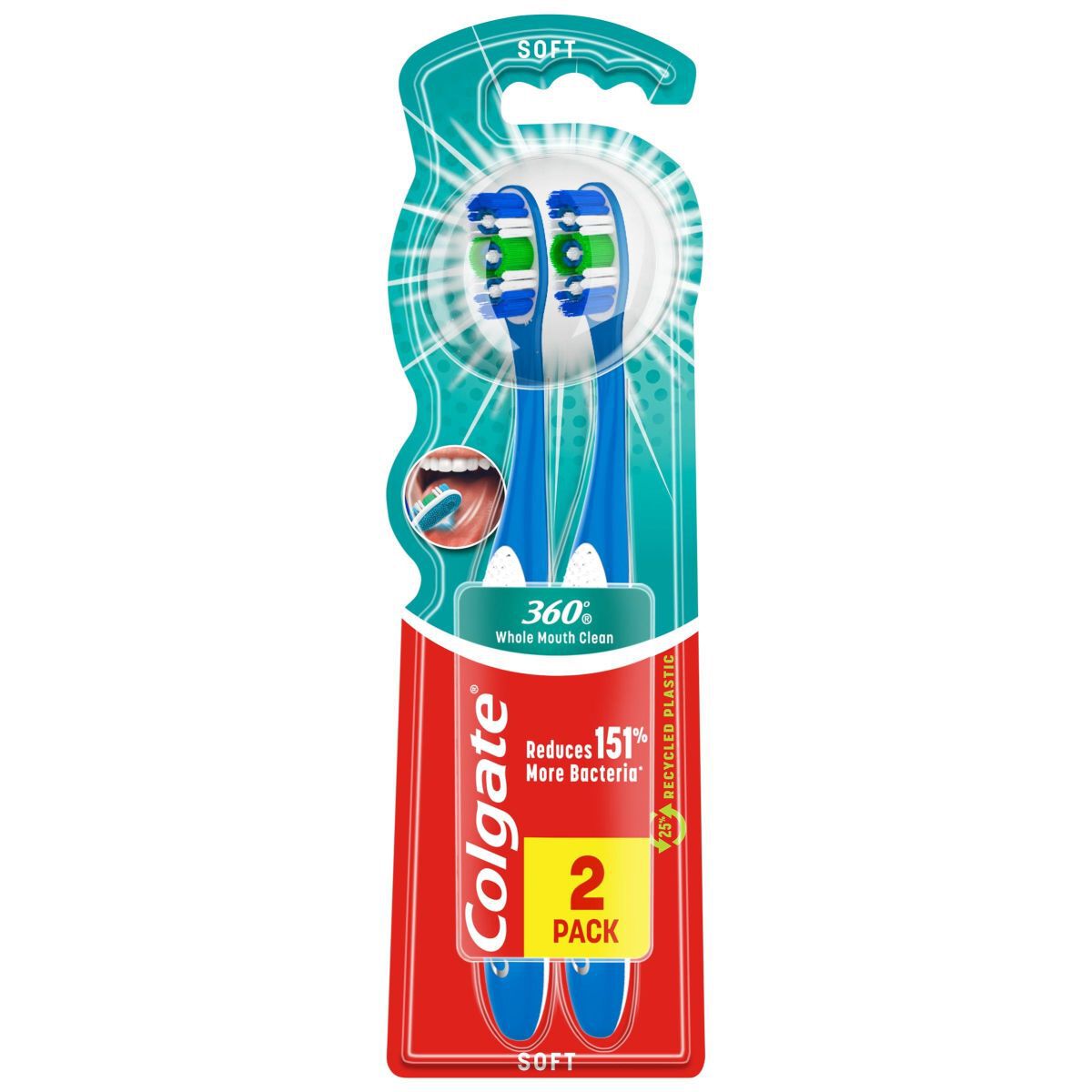 Colgate blød tandbørste 1+1 stk. 360