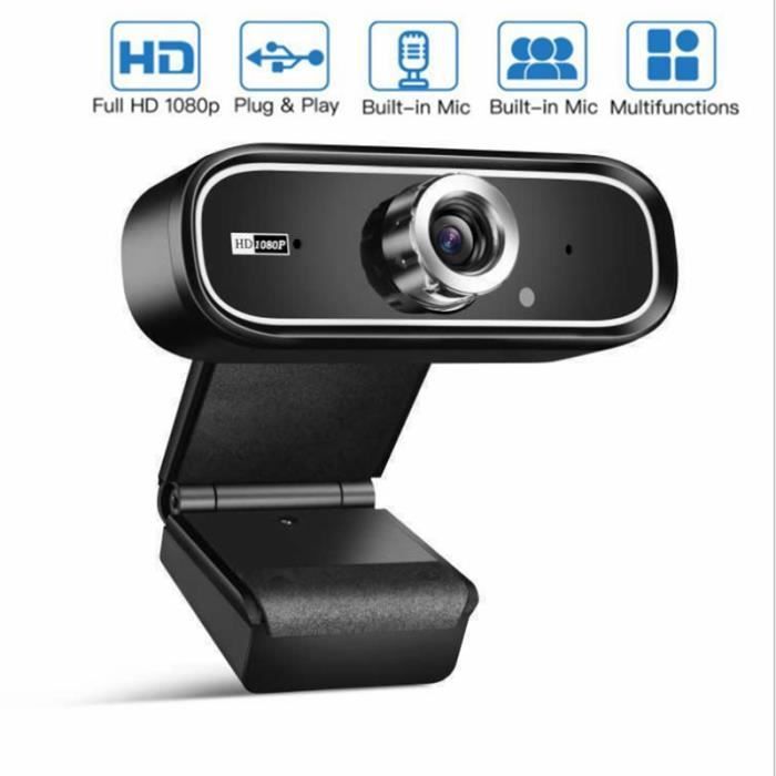 Webcam Full HD 1080P con microfono stereo, registrazione video a 180°, compatibile con Windows e Mac, piccola - nera