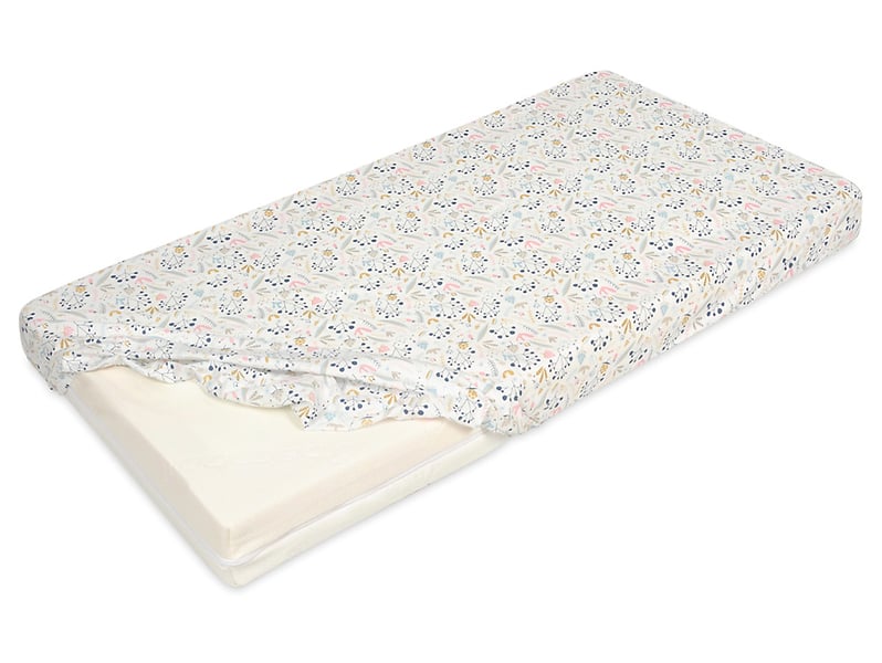 Prześcieradło dziecięce z gumką Floral bawełniane 60x120 cm białe