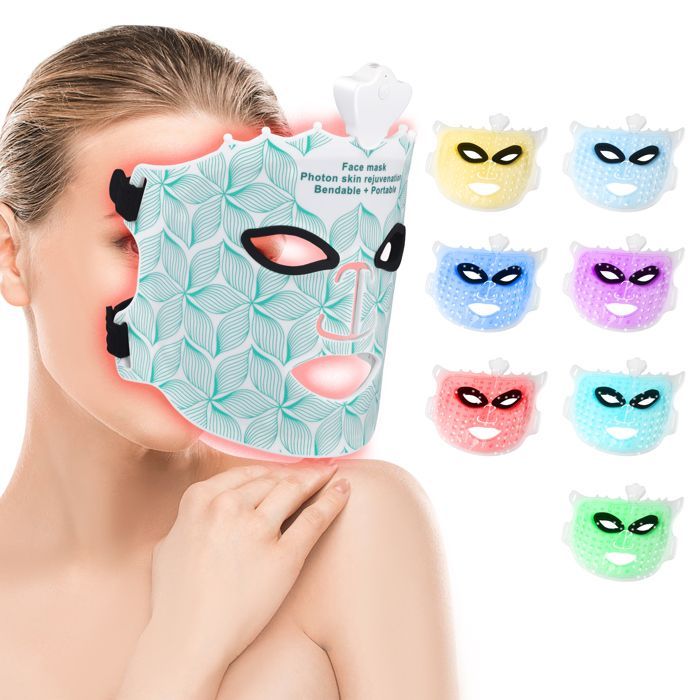 LED-gezichtsmasker voor lichttherapie, zacht siliconen, gezichtsmasker voor lichttherapie voor gezicht en hals, anti-aging, verstevigend
