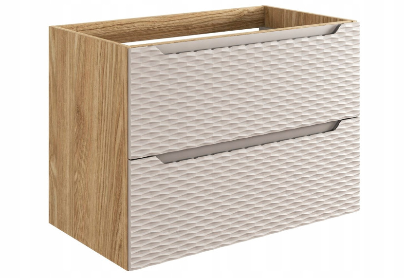 Szafka pod Umywalkę 80 cm BEŻ Wisząca FRONTY 3D OCEAN BEIGE