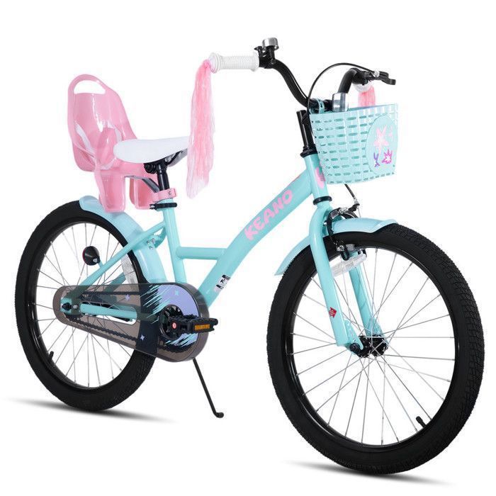 Children's Bicycle - JOYSTAR - 20 inches - With black basket and doll seat - Suitable for children aged 7 to 13 years - Green