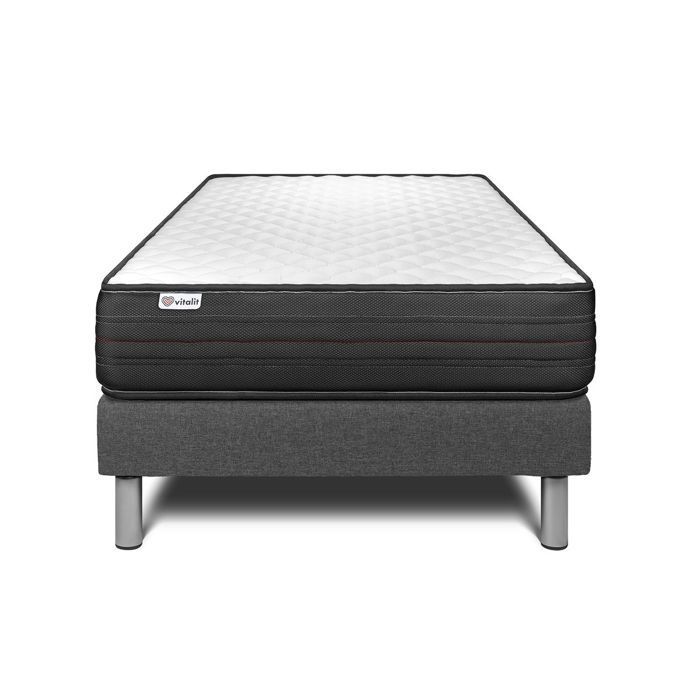 Conjunto de colchón y base de cama de espuma viscoelástica VITALPOWER ProfiZone de 90x200cm - 20cm - Firme - Base gris