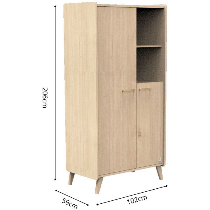 Conjunto de dormitorio infantil Trio: cuna de 120 x 60 cm + cómoda de 3 cajones + armario en roble liso - Arty - SAUTHON