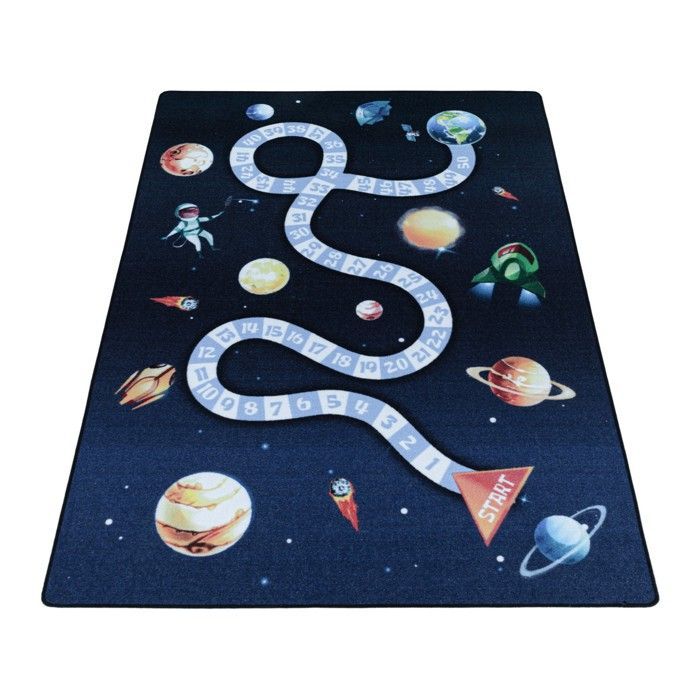 Kinderteppich - AYYILDIZ - Espace Design - Marineblau - 80x120 cm - Latex-Rückseite