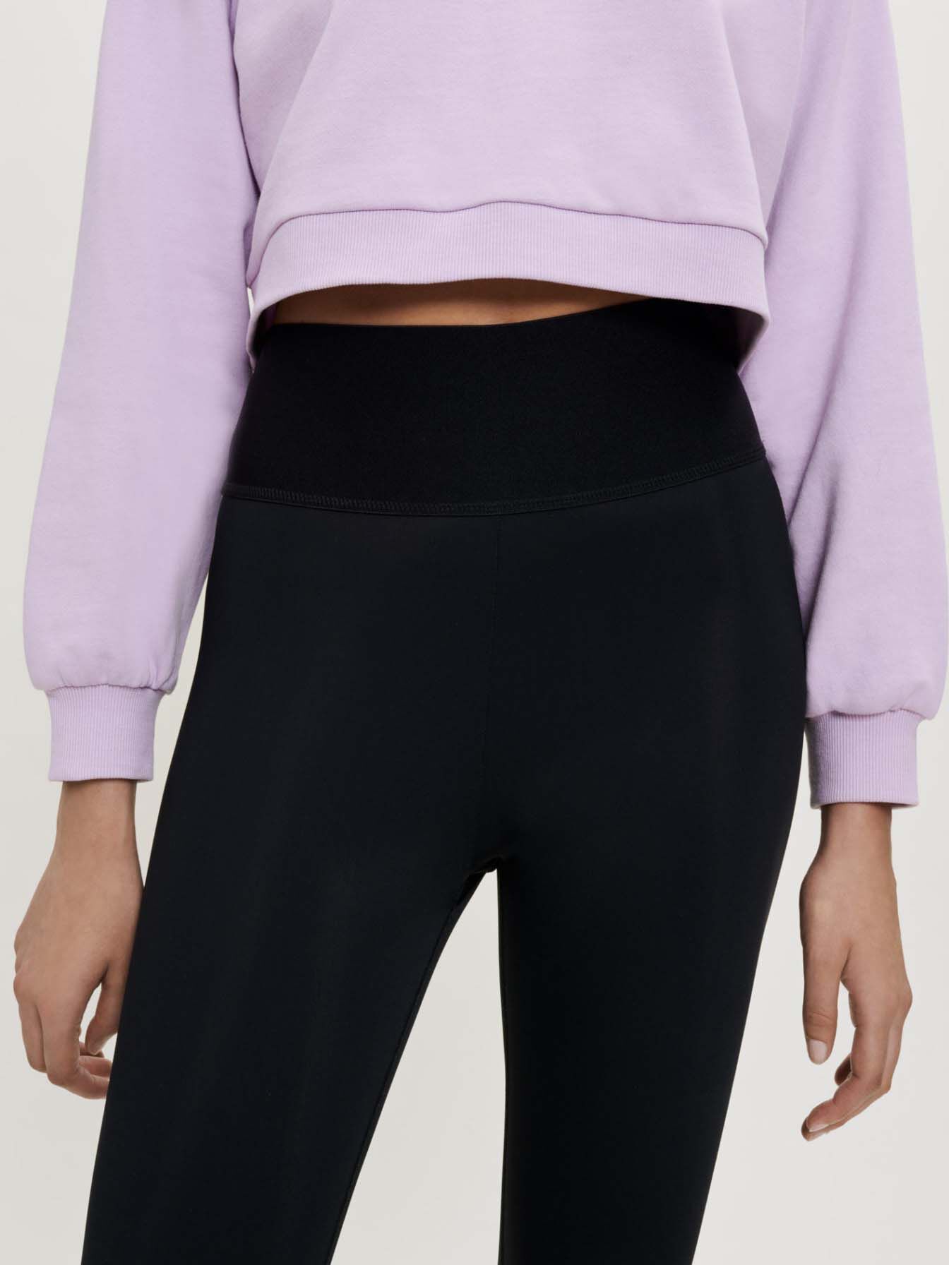 Sportlegging met hoge taille en elastische tailleband - Zwart
