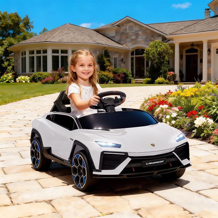 Elektroauto für Kinder – AIYAPLAY – 12 V mit 2,4-GHz-Fernbedienung und 2 Motoren, Höchstgeschwindigkeit 4 km/h – 101,5 x 49 x 43 cm – weiß