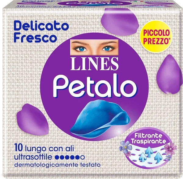 LINES Extra lange, saugfähige Einlagen mit Flügeln, Farbe: Blue Petal, 10 Stück