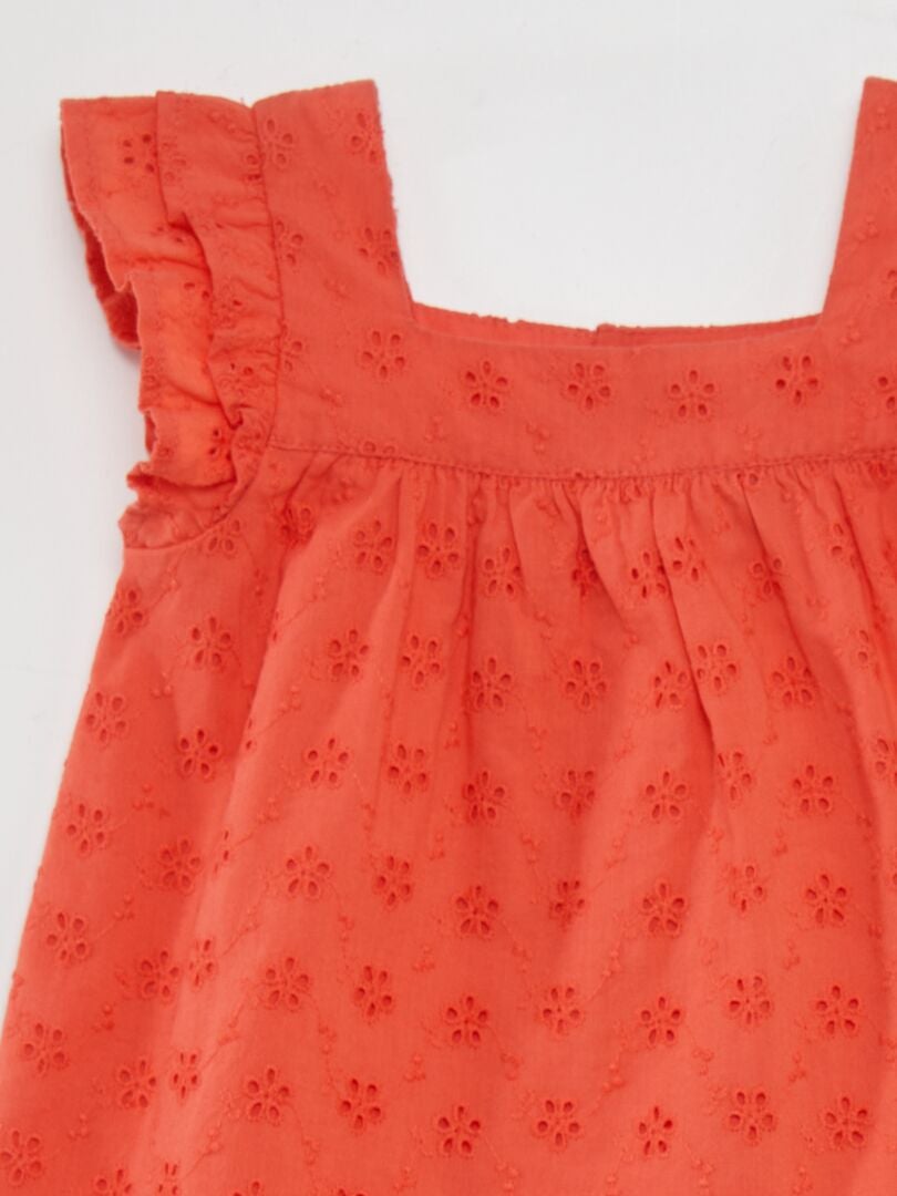 Jurk met Engelse steken - ROOD