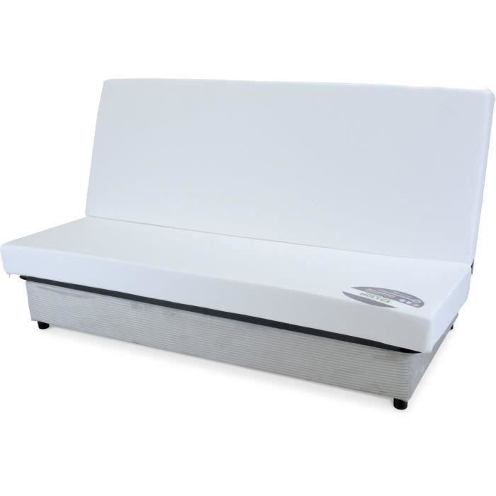 Klik-klak slaapbank - BEIJA - 3-zits - Beige corduroy - 130 x 190 x 13 cm