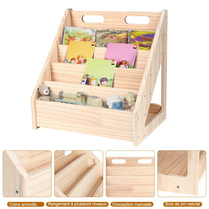 Bibliothèque pour enfants-MENGDA-Bibliothèque de lecture -6 niveaux-Étagère de rangement pour jardin d'enfants41.9×41.9×30.4cm