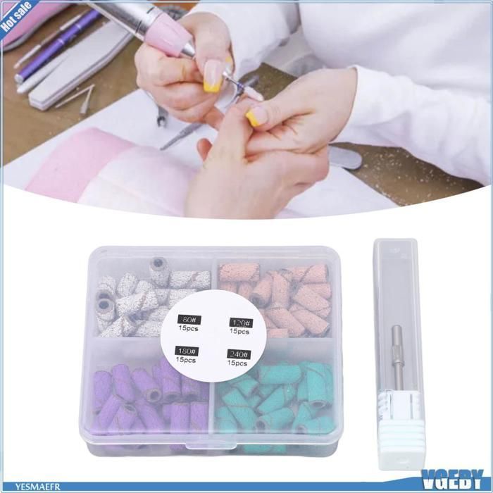 Ashata 60 tiras de lijado para taladro de uñas para decoración de uñas, tapas de lijado, eliminación de piel muerta, tiras de belleza para manicura, reposamanos