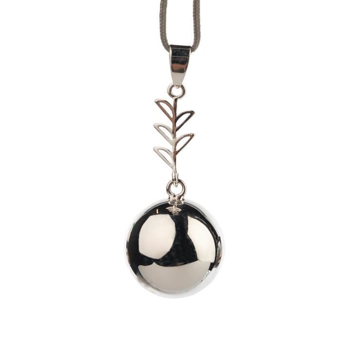 Bola - Pregnancy Bola Necklace - Silver with Leaves - One Size