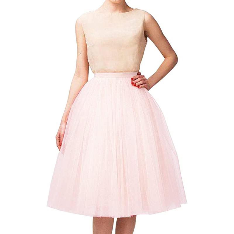 Jupe de bal courte trapèze en tulle, longueur genou, style tutu, pour femme