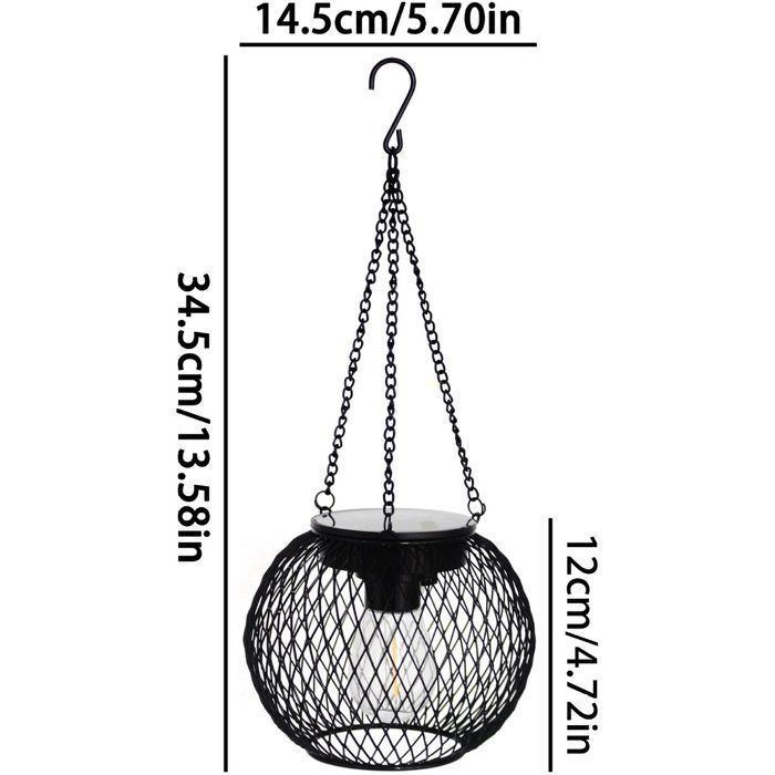 Lot de 2 lanternes solaires d'extérieur, étanches, à suspendre, pour une décoration de jardin ou d'arbre. Style rétro.