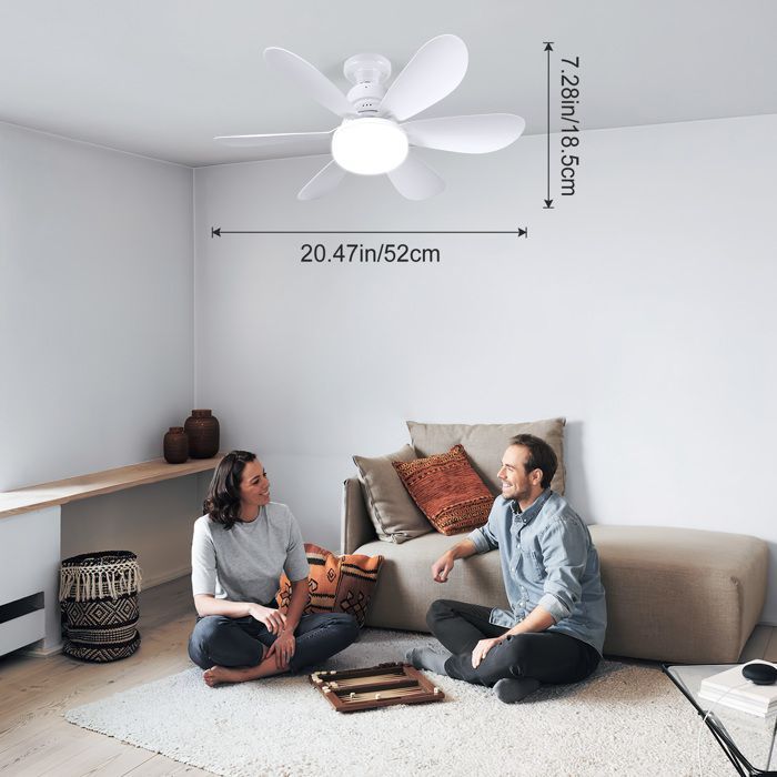 Ventilatore da soffitto con telecomando, luce LED da soffitto, ventilatore da soffitto con luce e telecomando, 3 velocità, per soggiorno