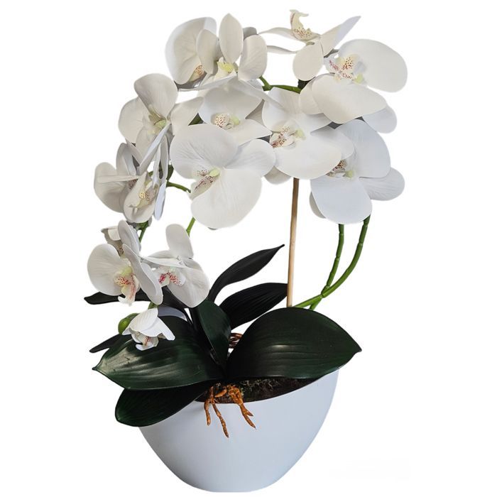 Flor artificial, orquídea, 3P, caucho realista, Damich