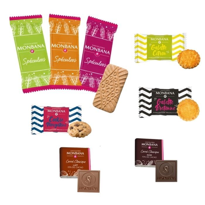 MONBANA – Assortiment van 150 mini-koekjes en chocolaatjes | Luxe geschenkdoos om te delen of cadeau te geven bij koffie en warme dranken