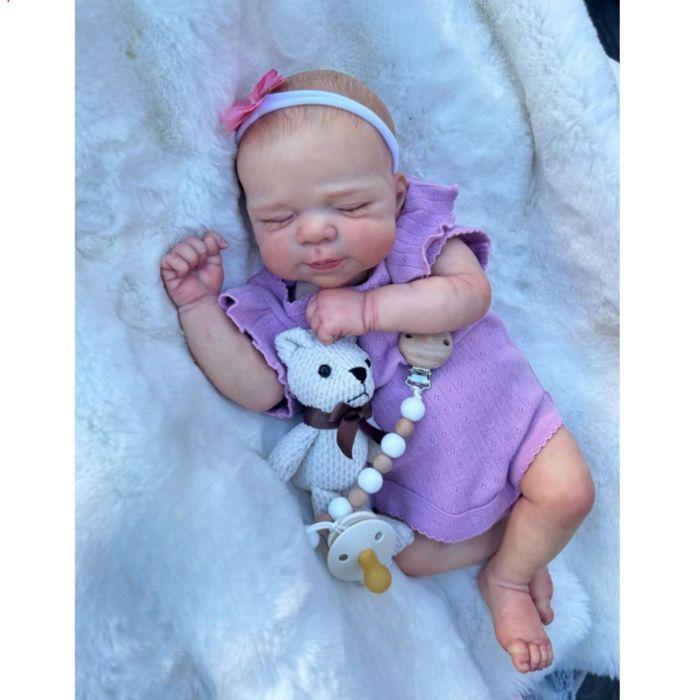 Muñeca reborn realista de 49 cm con cuerpo suave y articulado, chupete y biberón – Bebé reborn de primera calidad
