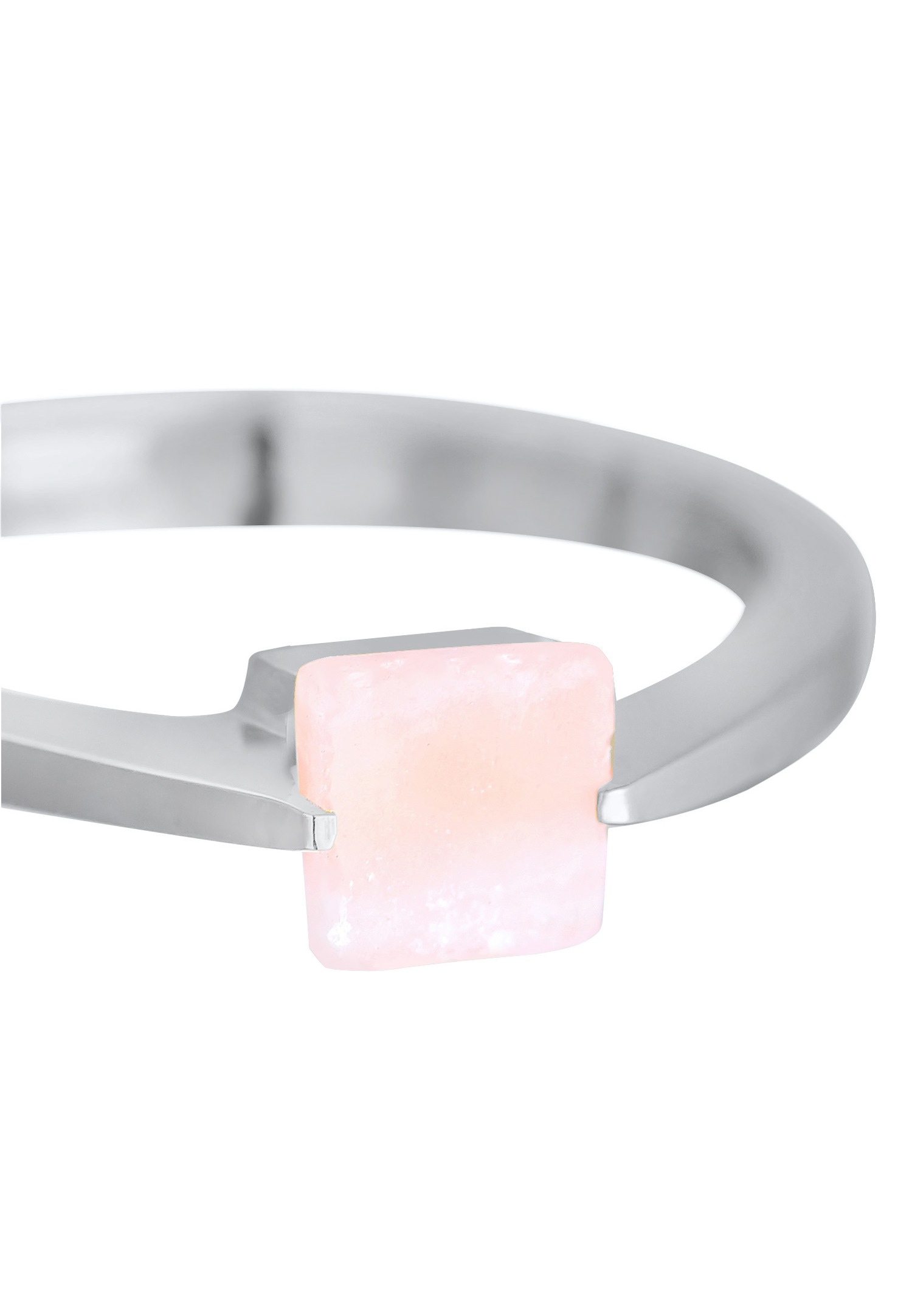 Elli PREMIUM Femme carré solitaire avec pierre précieuse de quartz en argent sterling 925 plaqué or