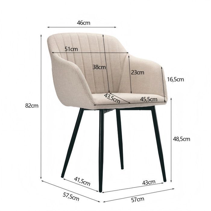 Goeurvant Dining Chairs with Wide Seat and Armrests, Minimalist Comfort - Set of 6 - Beige