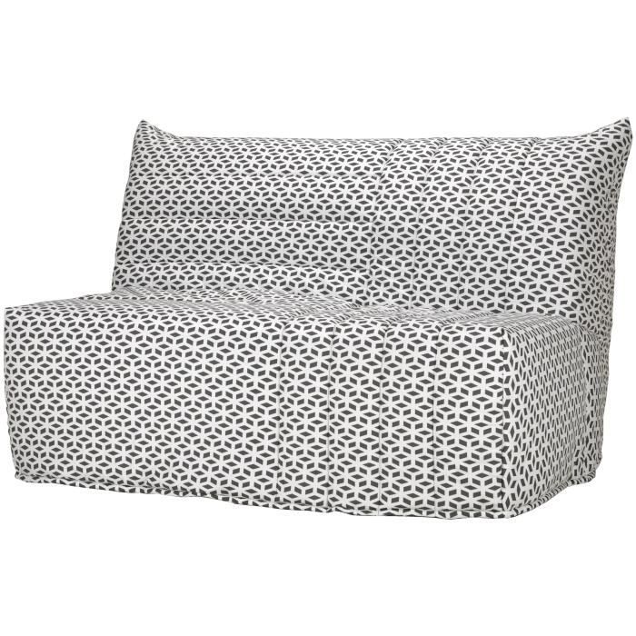 COMFORT BULTEX 3-zits slaapbank - Zwart-witte stof - Gemaakt in Frankrijk - B 142 x D 101 cm - BECCI