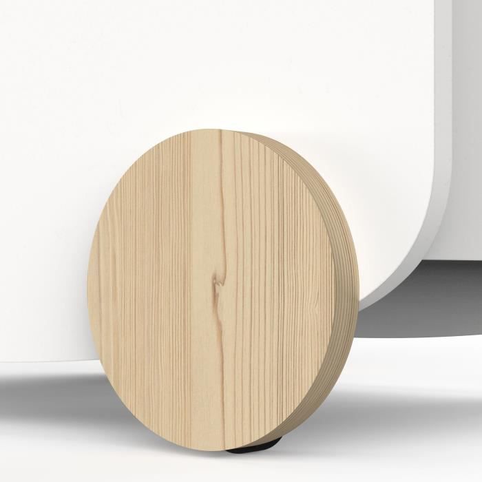 Carro de almacenamiento con ruedas - FIRMIANA - Estilo escandinavo - Blanco mate / Roble Kronberg - 49,8 x 35 x 52,5 cm - DEMEYERE