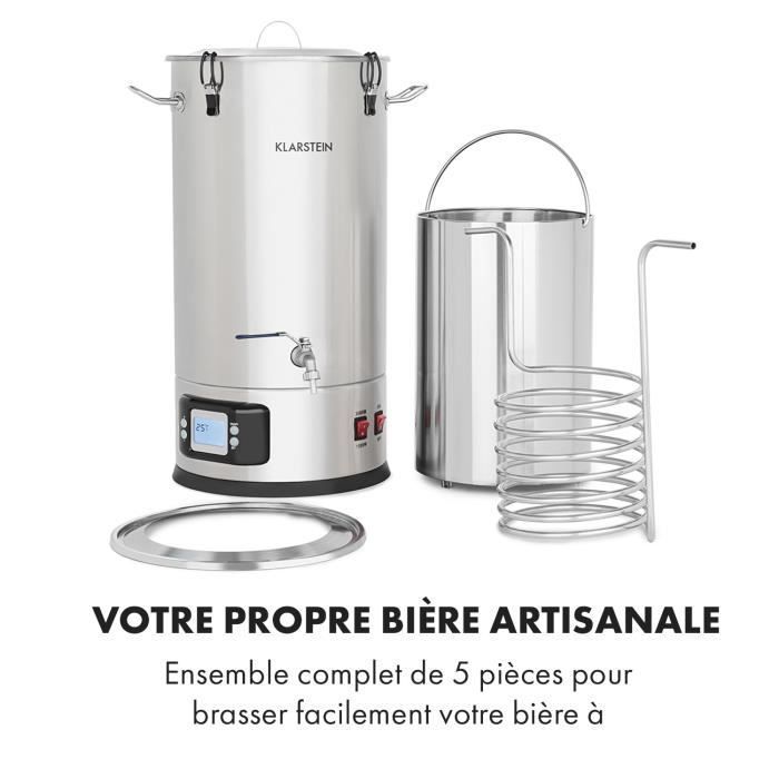 Tanque de fermentación Klarstein Maischfest para elaboración casera de cerveza - 35 litros - Temporizador y termostato - 1500W - 3000W - Acero inoxidable