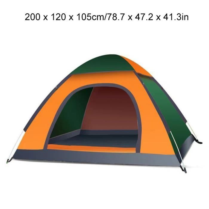 Tenda automatica - SALALIS - 1-2 persone - Verde scuro e arancione - Montaggio rapido - Tessuto resistente