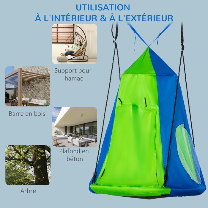 Outsunny - Bird's Nest Swing - PE - 100x100x180cm - Green